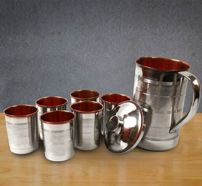 Copper water Jug With Tumbler (7pcs set) - Tredy Foods