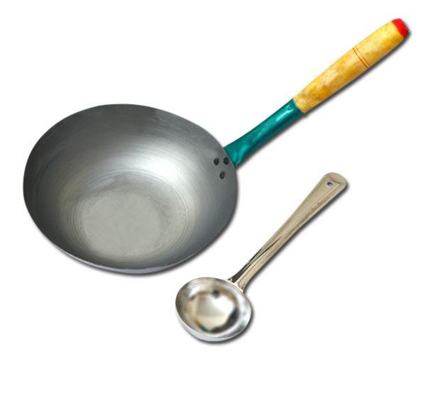 Iron Chinese Kadai Small with Extra Deep Ladle Tredy Foods