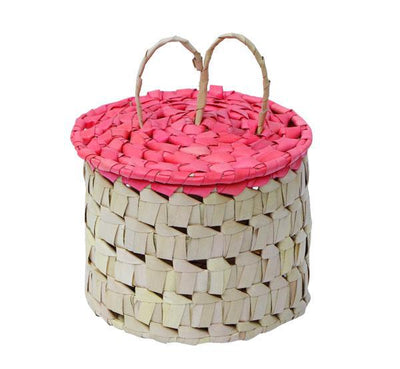 Palm Leaf Round Box With Attached Lid-Tredy Foods