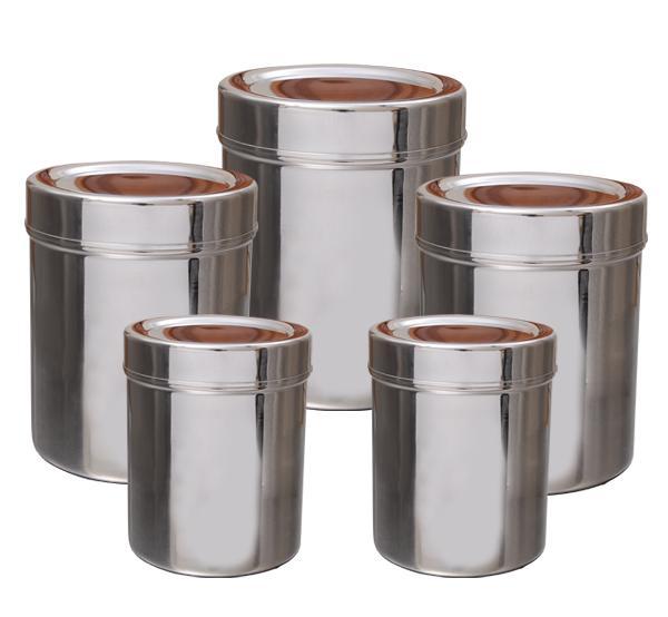 Stainless Steel Platinum Container Set of 5 Containers