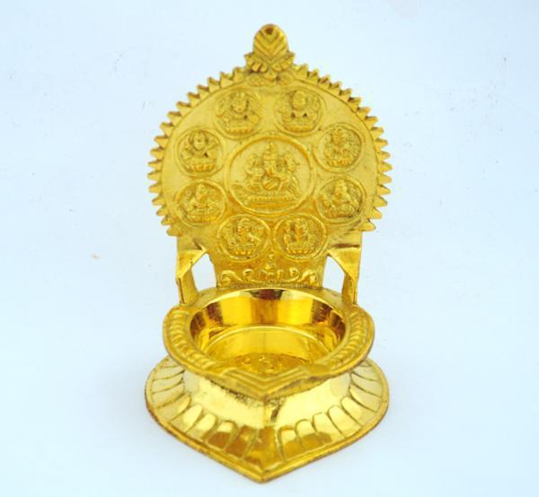 Brass Ashtalakshmi Deepam Vilakku / Lamp - Small-Tredy Foods