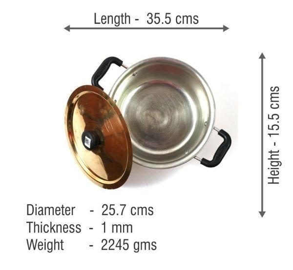 Brass Briyani Kadai With Lid (Tin Coated) - Large-Tredy Foods