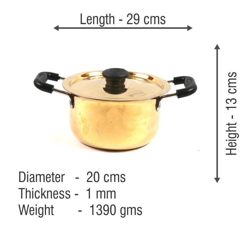 Brass Briyani Kadai With Lid (Tin Coated) - Small-Tredy Foods