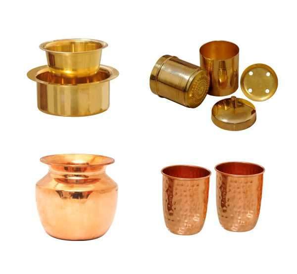 Brass Coffee Filter & Dabara with Copper Lota & Tumbler-Tredy Foods