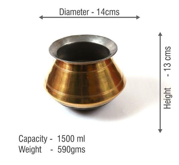 Brass Pongal Pot - 1.5 Litre-Tredy Foods