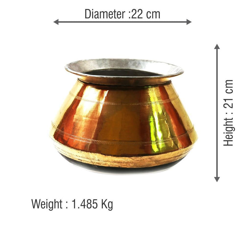 Brass Pongal Pot - 8.0 Litre Model 2-Tredy Foods