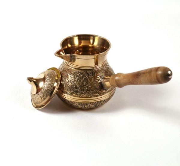 Brass Turkish Coffee Pot with Lid-Tredy Foods