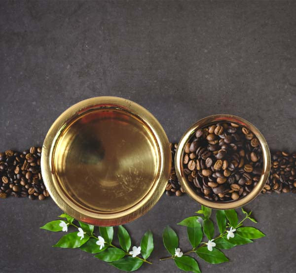 Brass Brushed Shine Finish Coffee Dabara Set (Medium) - Tredy Foods