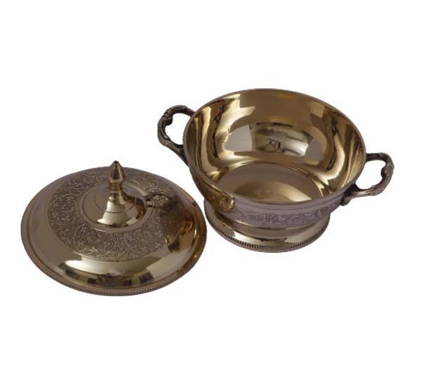 Bronze Bowl With Lid (Carved With Floral Design)-Tredy Foods
