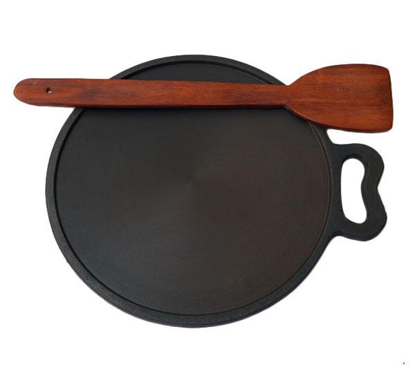 Cast Iron Dosa Tawa - 10 Inches with Wooden Spatula-Tredy Foods