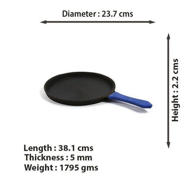 Cast Iron Dosa Tawa - 9 Inches - Silicon Handle-Tredy Foods