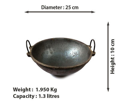 Cast Iron Kadai - 1.3 Litre-Tredy Foods