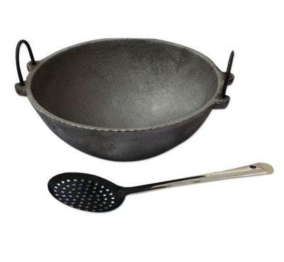 Cast Iron Kadai - 1.5 Liter with Basting Zara ( Size 4 )-Tredy Foods