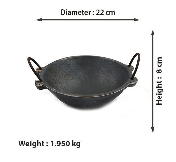 Cast Iron Kadai (Medium) - 1 Litre-Tredy Foods