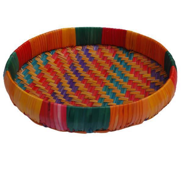 Colorful Palm Leaf Round Winnowing Basket / Sulagu-Tredy Foods