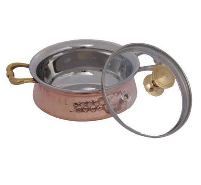 Copper Coated SS Handi Bowl With Lid - 320 ml-Tredy Foods