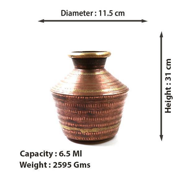 Copper Kudam - 6.5 Litre-Tredy Foods