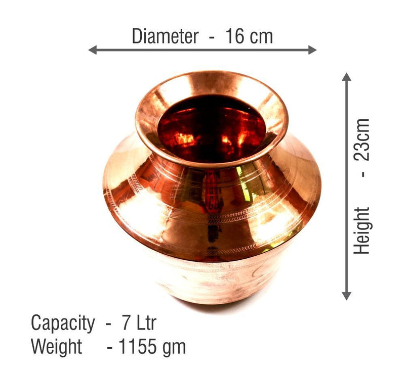 Copper Kudam / Pot - 7 Litre-Tredy Foods