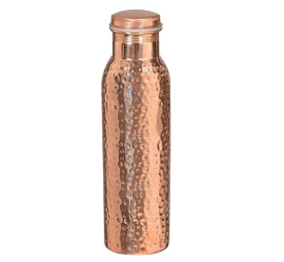 Copper Water Bottle (Hammered)-Tredy Foods