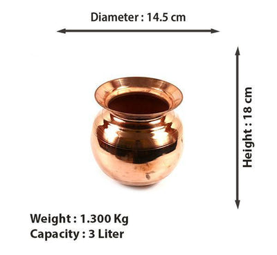 Copper Water Pot - 3 Litre-Tredy Foods