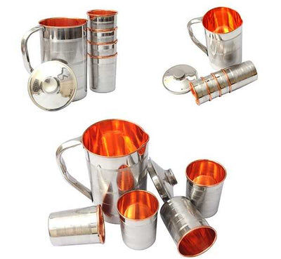 Copper water Jug With Tumbler (5pcs set)-Tredy Foods