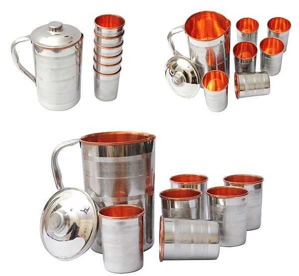 Copper water Jug With Tumbler (7pcs set)-Tredy Foods
