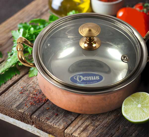 Copper Coated SS Handi Bowl With Lid - 420 ml - Tredy Foods