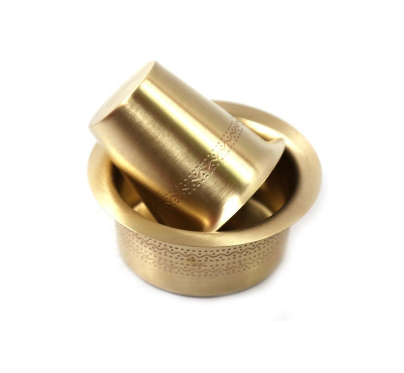 Etched Brass Coffee Dabara Set Matte Finish-Tredy Foods