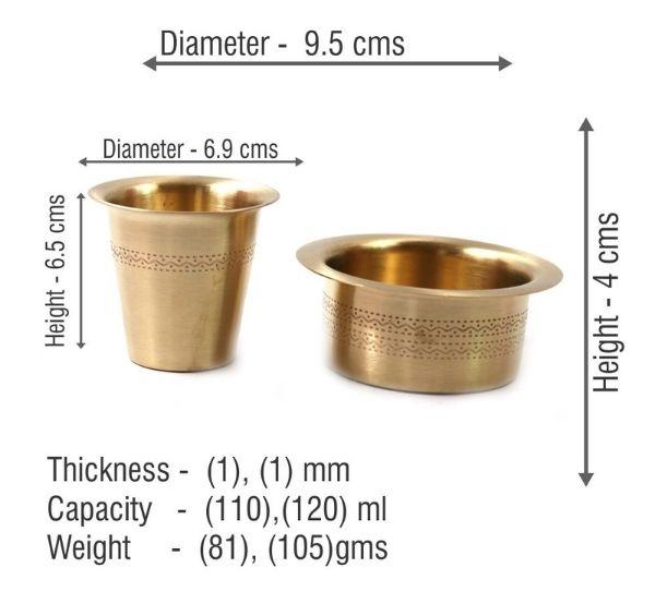 Etched Brass Coffee Dabara Set Matte Finish-Tredy Foods