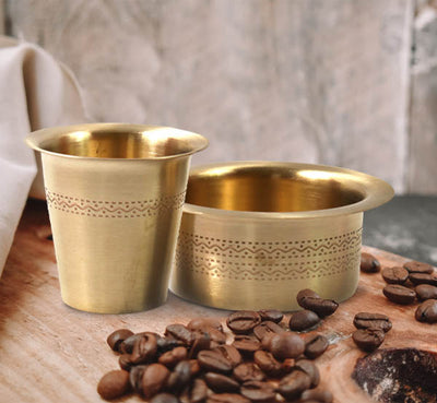 Etched Brass Coffee Dabara Set Matte Finish - Tredy Foods