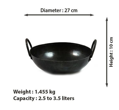 Iron Kadai - Medium - 2.5 to 3.5 Litre-Tredy Foods