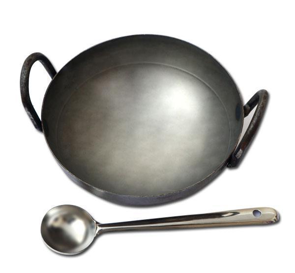 Iron Kadai Small 1 Ltr with Extra Deep Ladle-Tredy Foods