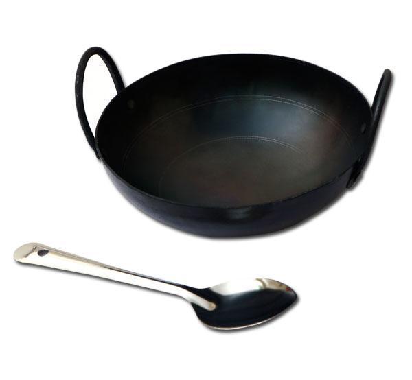 Iron Kadai ( Small ) 1 to 1.5 Litre with Basting Pan ( Size 2 )-Tredy Foods