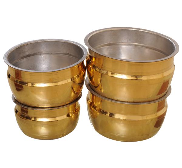 Kumbakonam Brass Vana Vessel Set of 4 Pcs (Tin Coated)