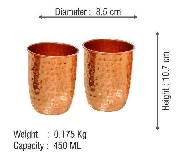 Kumbakonam Copper Tumbler Set Model 4 (2 Pcs)-Tredy Foods