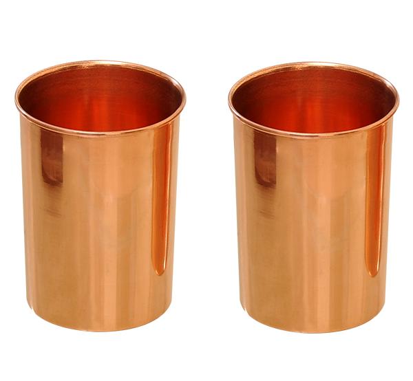 Kumbakonam Copper Tumbler Set Model 5 (2 Pcs)-Tredy Foods