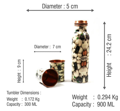 Kumbakonam Printed Copper Water Bottle & Tumbler Set-Tredy Foods