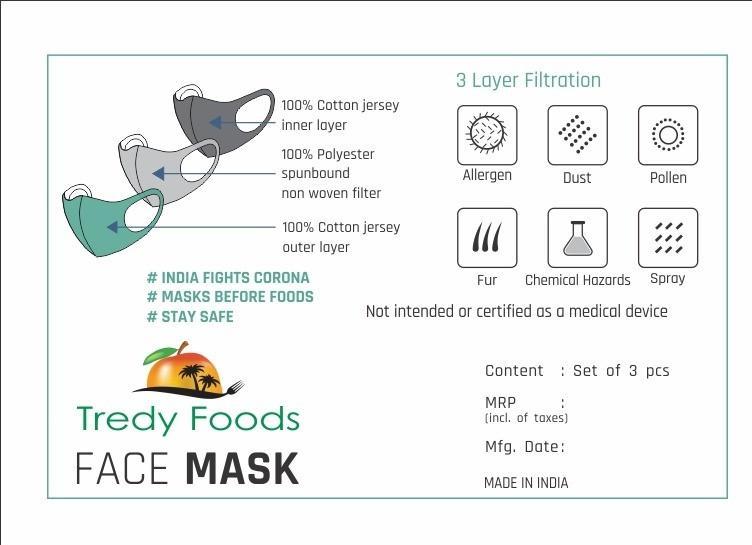 Reusable Face Masks with Filter - 3 Pieces-Tredy Foods