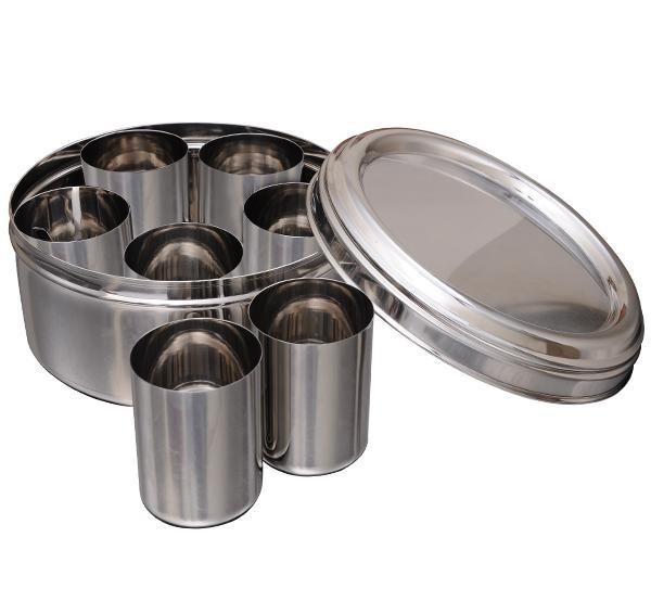 Stainless Steel Anjarai Petti or Spice Box-Tredy Foods