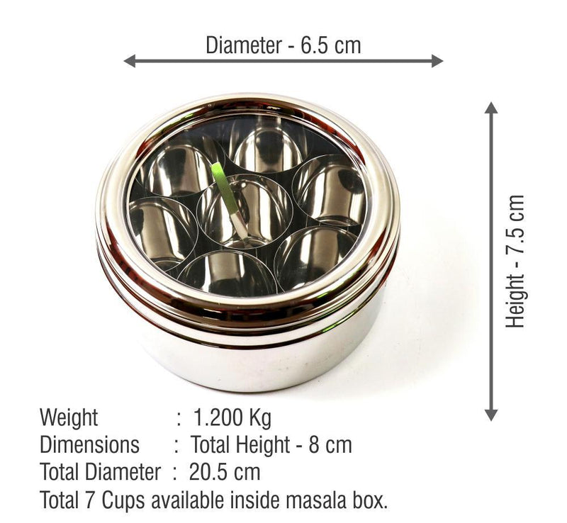 Stainless Steel Anjarai Petti or Spice Box-Tredy Foods