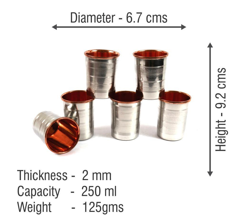 Stainless Steel Coated Copper Tumbler - 6 Pcs Set-Tredy Foods