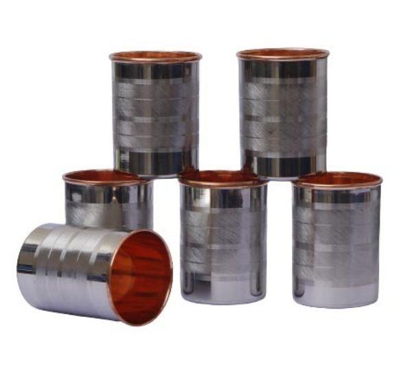 Stainless Steel Coated Copper Tumbler - 6 Pcs Set-Tredy Foods